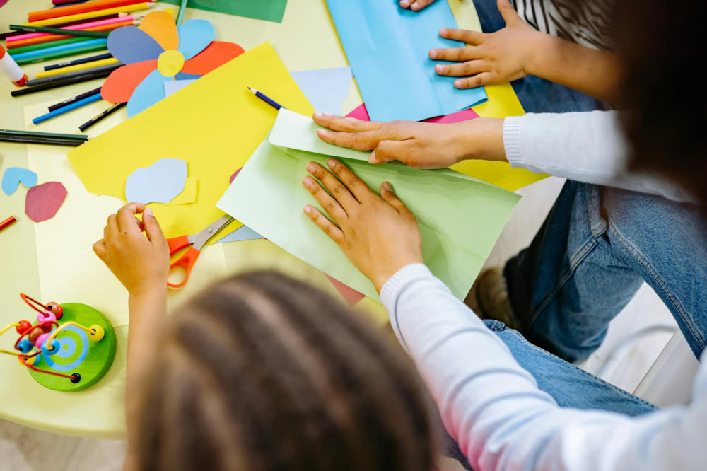 Children doing crafts together